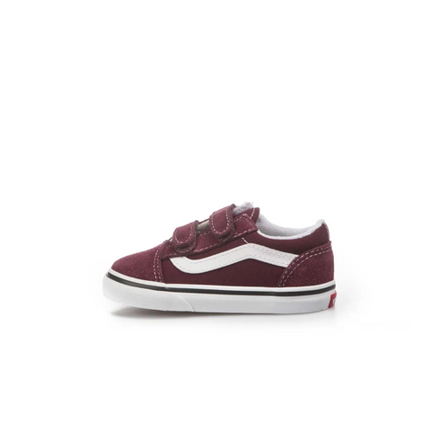 Vans Kids Old Skool Velcro Burgandy And White