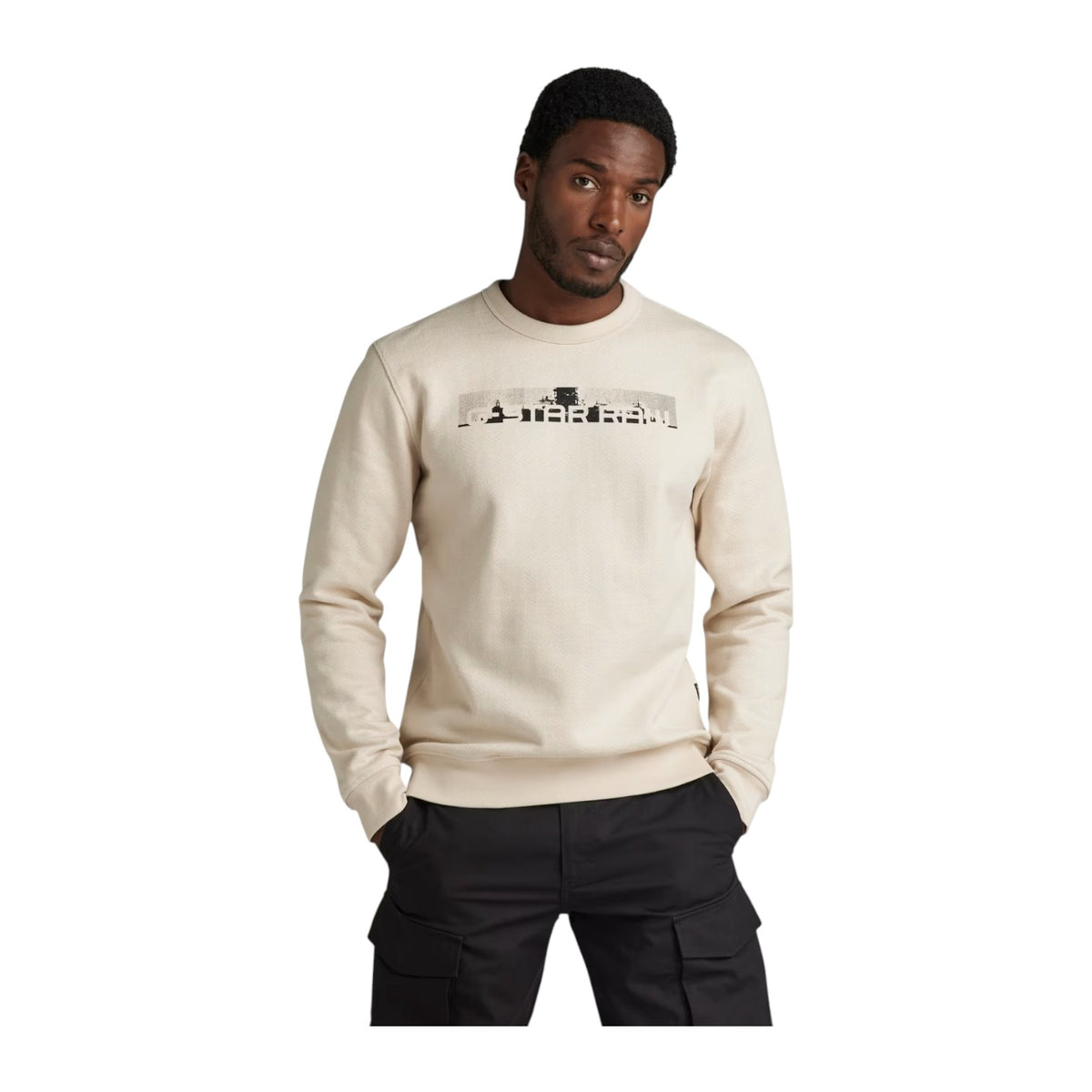 G-Star Flight Deck Back Graphic Sweater – Whitebait | Men’s Graphic Sweatshirt