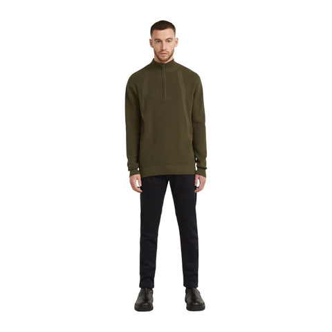 Gstar Sweater Knitted Half Zip Olive