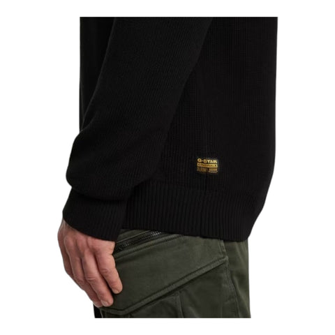 G-Star Structure Ribbed Knit Pullover - Black