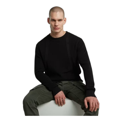 G-Star Structure Ribbed Knit Pullover - Black