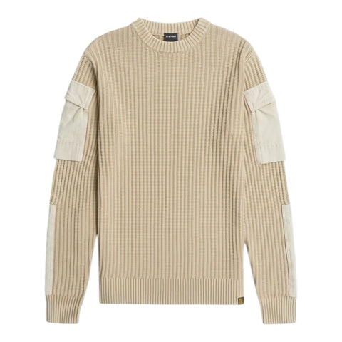 G-Star Knitted Mix Washed Sweater - Cream Baige | Woven Pullover