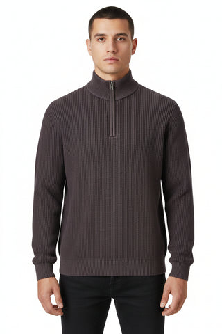 G Star Sweater Knitted Half Zip Java Plum