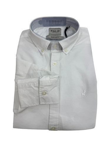 Polo Shirts Long-Sleeve Classic Plain Oxford White