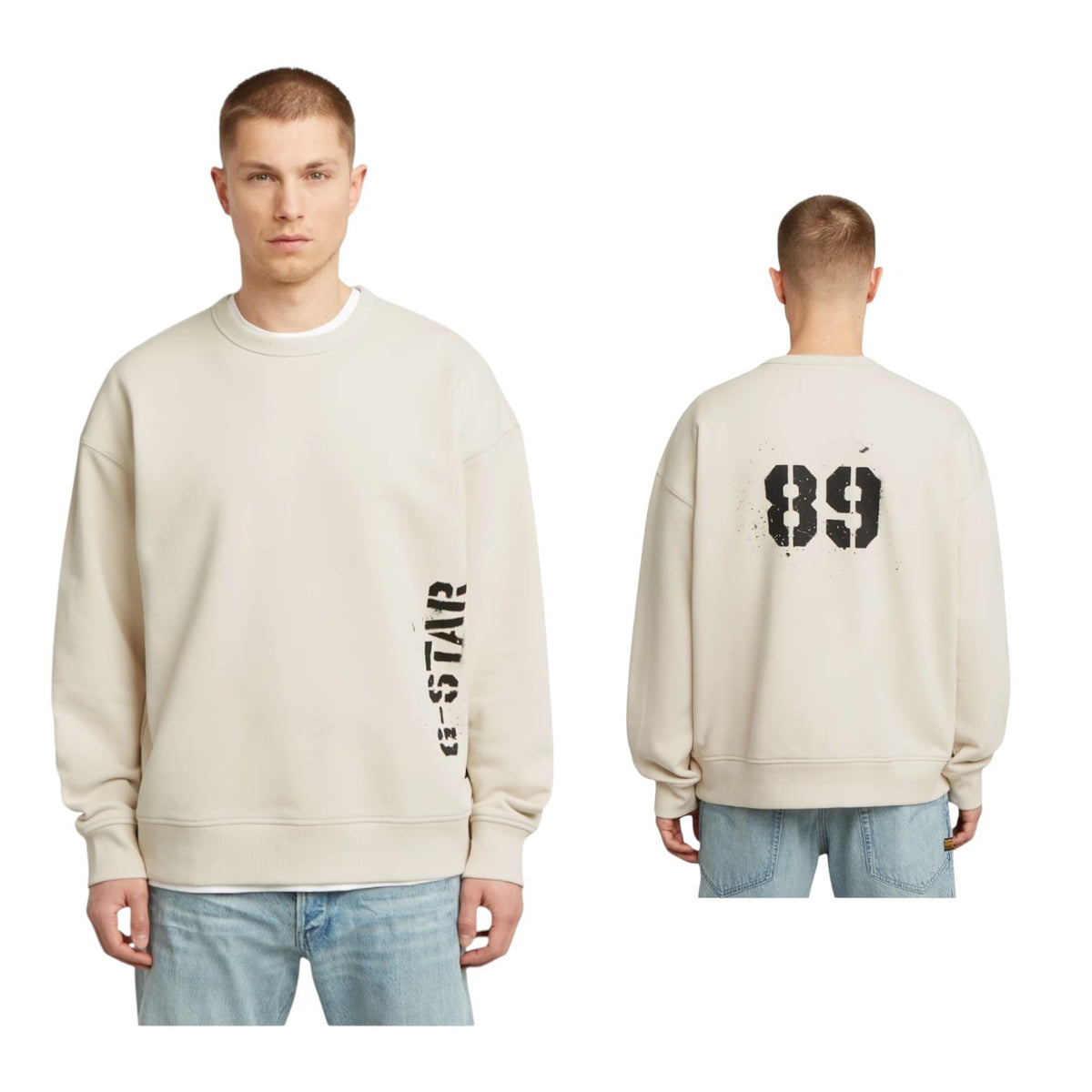 G Star Sweater Sprayed 89 Loose Cream White
