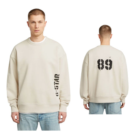 G Star Sweater Sprayed 89 Loose Cream White