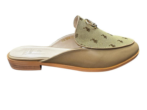 Polo Ladies Sandal Mule Jaquard Circle Trim Stone