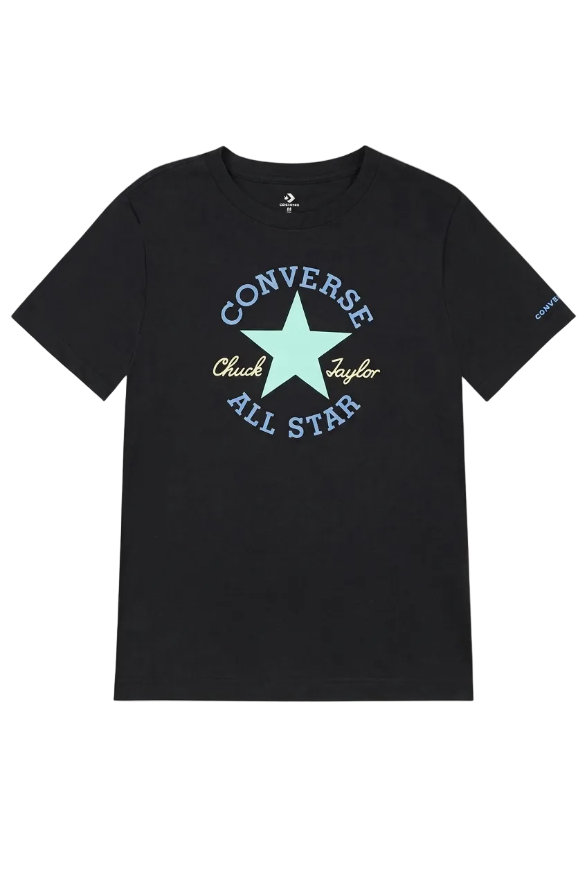 Converse Boys T-Shirt Chuck Patch Black And Sky Blue