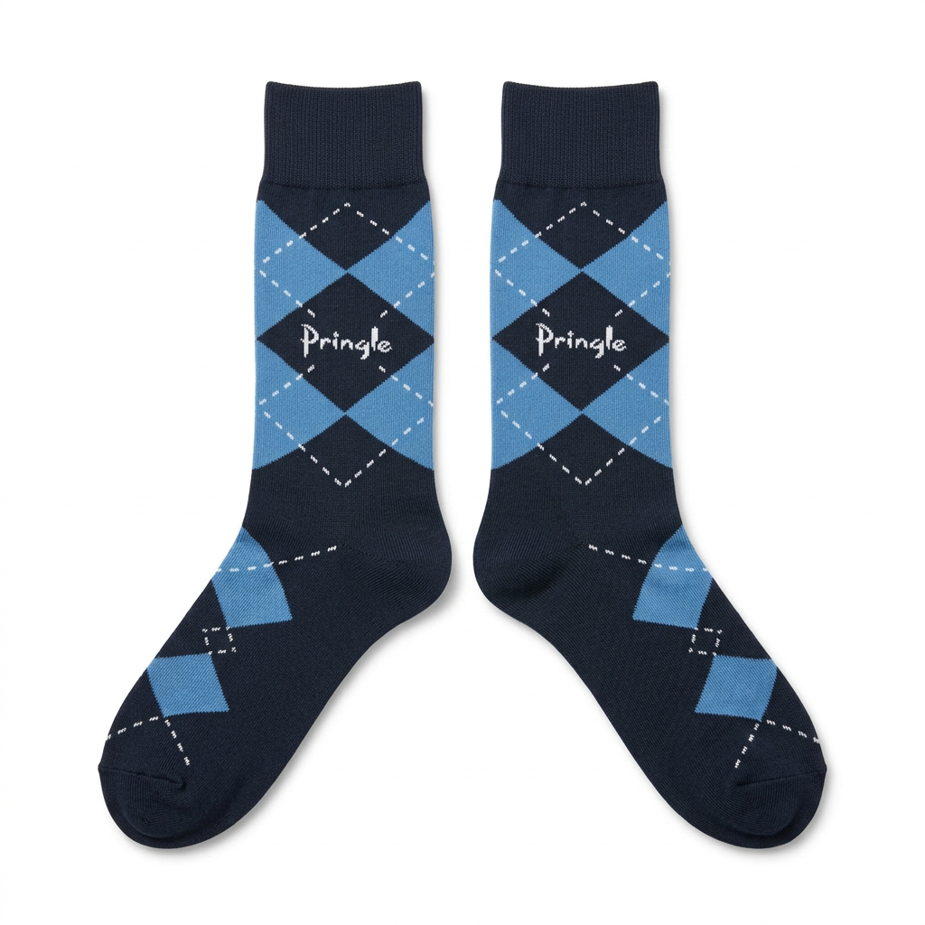Pringle Socks Junior Argyle Navy