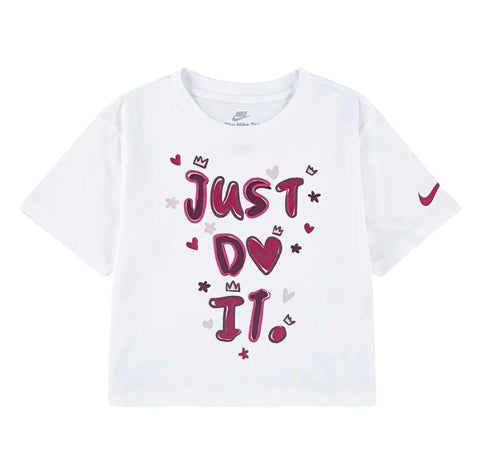Nike Girls T-Shirt Aop Boxy White