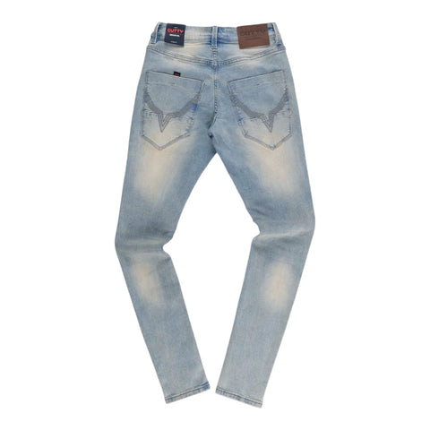Cutty Santana Tapered Slim Fit Mid Rise Jean - Tint Blue