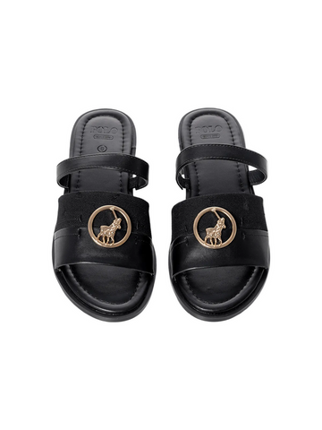 Polo Ladies Sandals Circle Trim Slide Black
