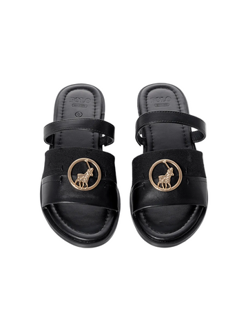 Polo Ladies Sandals Circle Trim Slide Black