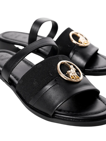Polo Ladies Sandals Circle Trim Slide Black