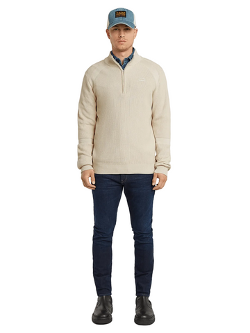 G Star Sweater Knitted Zip Serrated Stone