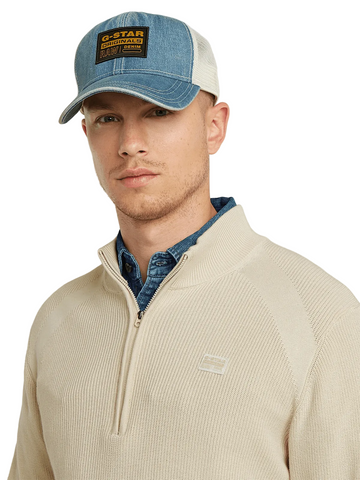 G Star Sweater Knitted Zip Serrated Stone