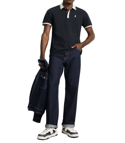 Polo Golfer Tipped Pique Navy