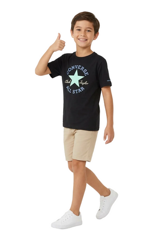 Converse Boys T-Shirt Chuck Patch Black And Sky Blue