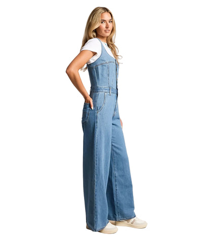 Levis Ladies Jeans Jumpsuit Wideleg Audra Seamed Lt Demin