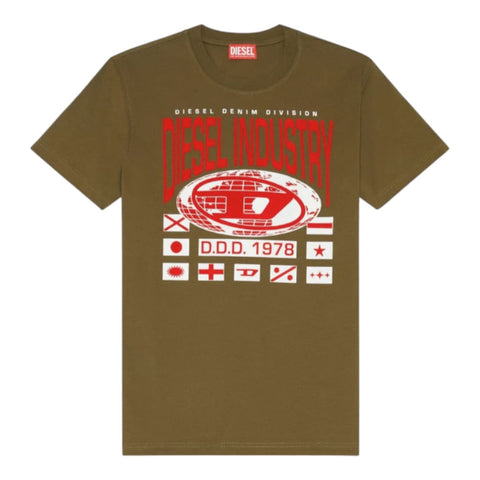 Diesel T-Shirt T-Diegor L8 Diesel Industry Print Green