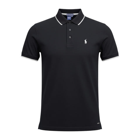 Polo Golfer Mercerized Button Black