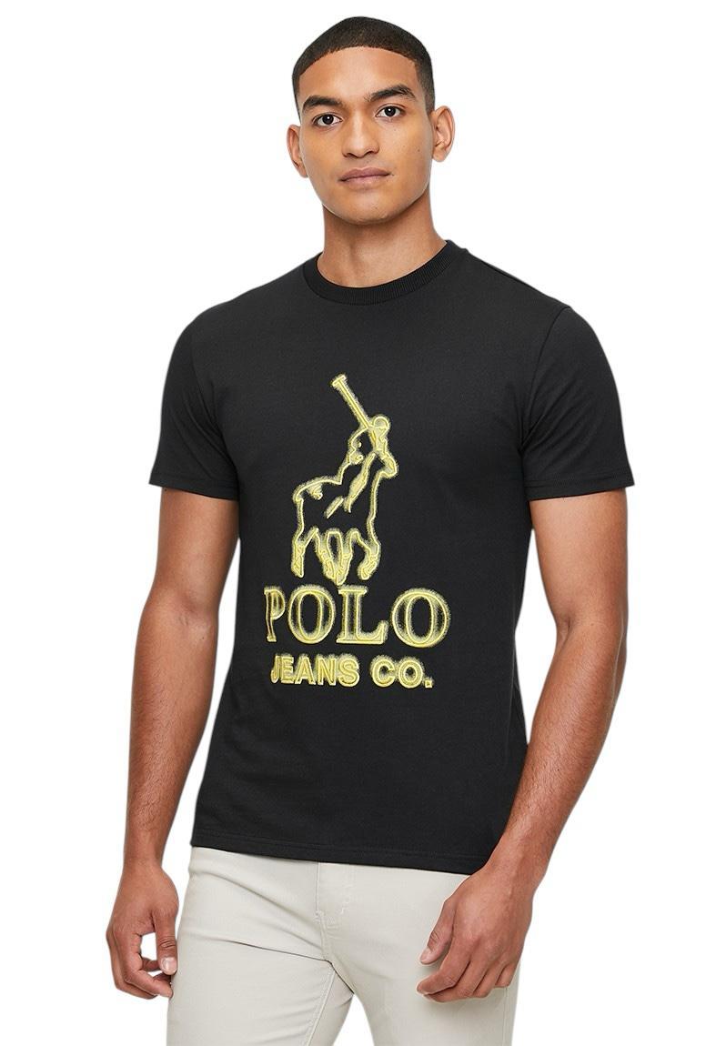 Polo T-Shirt Pjc Glow Logo Black