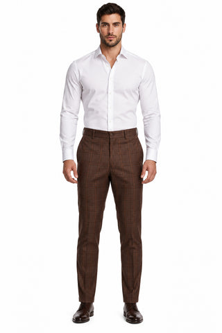 Jonathan D Trouser Formal Mason Check Cinnamon