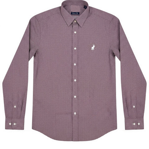 Polo Shirt Mens Long-Sleeve Signature Burgandy