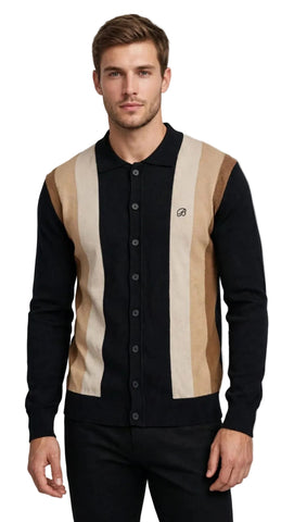 Brentwood Cardigan Dorset Polo Black/Tan