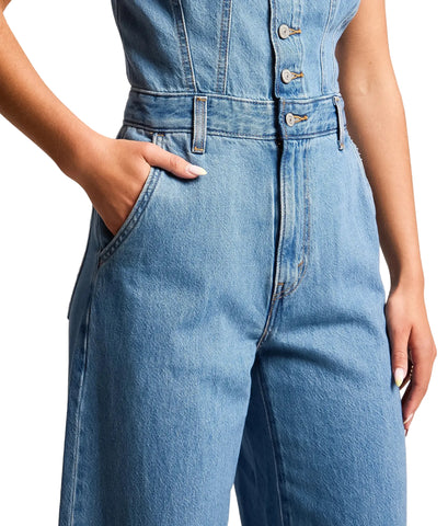 Levis Ladies Jeans Jumpsuit Wideleg Audra Seamed Lt Demin