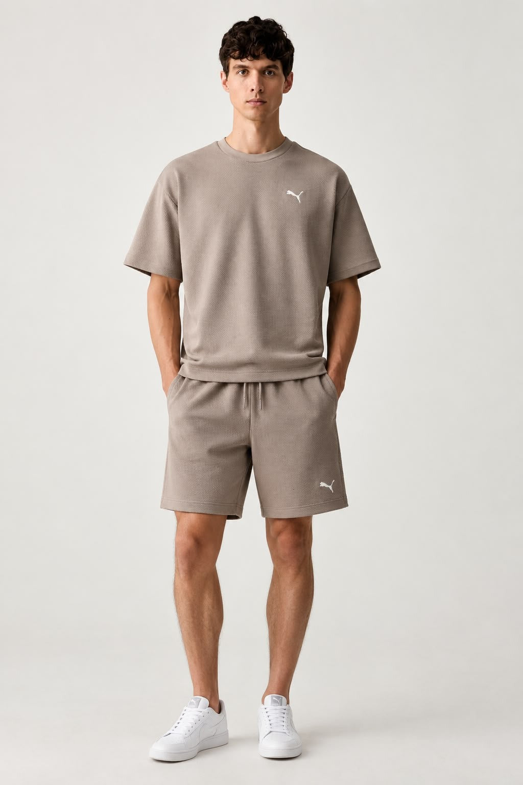 Puma Shorts Set Ess Elevated Relaxed Material Mouse Grey