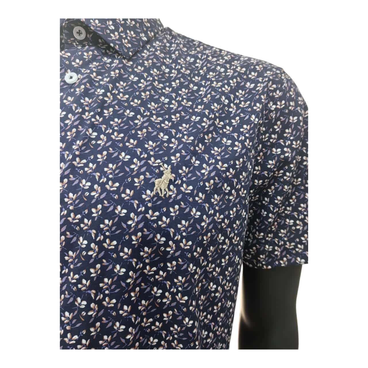 Polo Shirt S/S Floral Print Navy