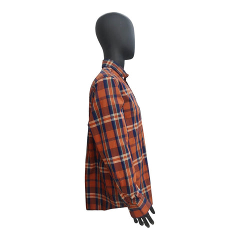 Polo Shirt Mens Long-Sleeve Weekender Bold Check Orange Rust