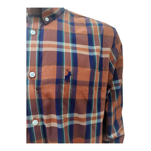 Polo Shirt  L/S Bold Check Orange