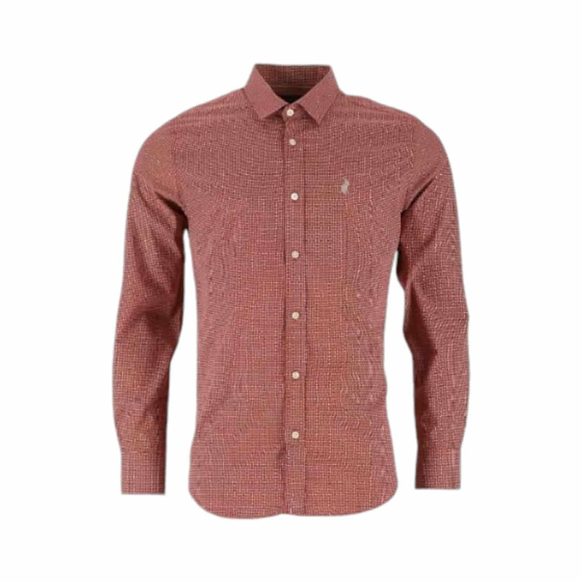 Polo Shirt L/S Custom Geometric Print Red