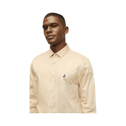 Polo Shirt Mens Long-Sleeve Essential Sateen Mid Stone