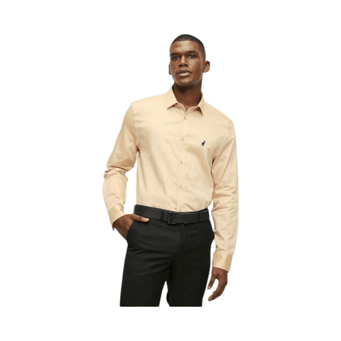 Polo Shirt Mens Long-Sleeve Essential Sateen Mid Stone