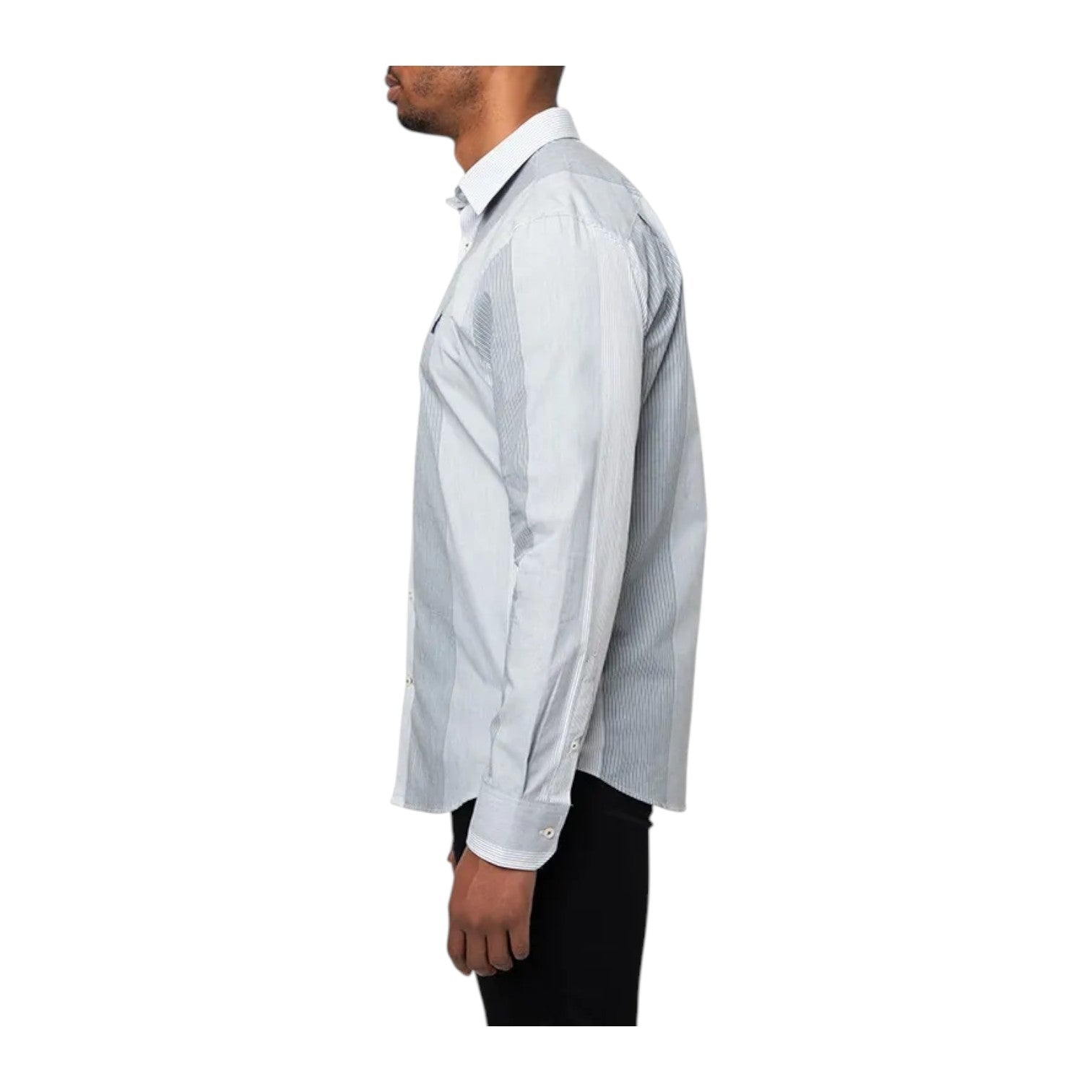 Polo Mens Pinstripe Long Sleeve Shirt - Grey