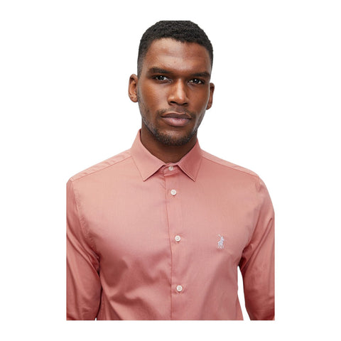 Polo Shirt Mens Long-Sleeve Essential Sateen Pink