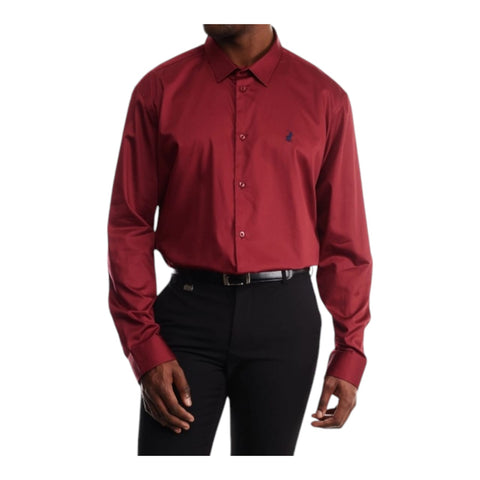 Polo Shirt L/S Sateen Burgundy