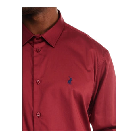 Polo Shirt L/S Sateen Burgundy