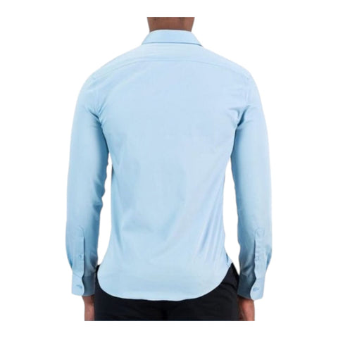 Polo Shirt Mens Long-Sleeve Essential Sateen Light Blue