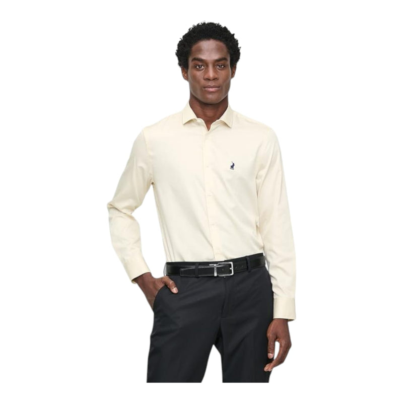 Polo Shirt Mens Long-Sleeve Essential Sateen Light Stone