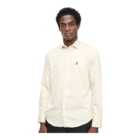Polo Shirt Mens Long-Sleeve Essential Sateen Light Stone