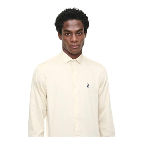 Polo Shirt L/S Sateen Light Stone