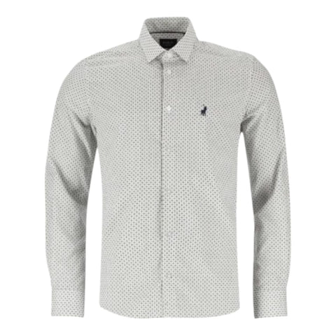 Polo Shirt L/S Geo Printed Navy