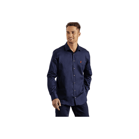 Polo Shirt Mens Long-Sleeve Greign Custom Fit Navy