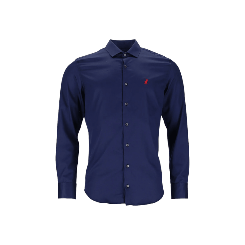 Polo Shirt Mens Long-Sleeve Greign Custom Fit Navy