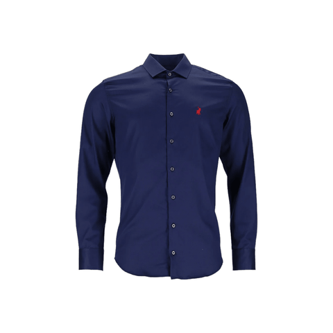 Polo Shirt Mens Long-Sleeve Greign Custom Fit Navy