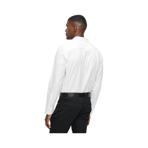 Polo Shirt Mens Long-Sleeve Textured White